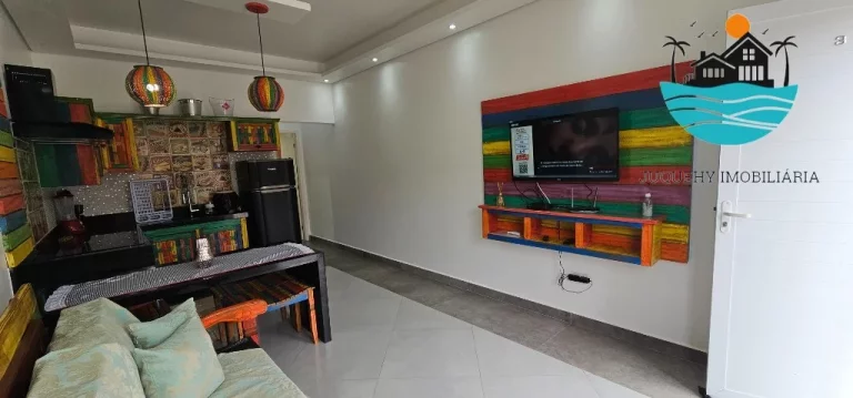 Imagem Flat a venda em Juquehy, aluguel Anual - Piso Térreo, 1 dormitório, sala e cozinha, 1 Vaga, piscina coletiva, 50m² construída | Juquehy Imobiliária
