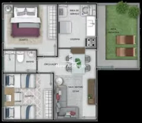 Imagem Apartamento térreo com quintal privativo em Cariacica, 2 quartos, cozinha com bancada em L, pronto para financiar pelo Minha Casa Minha Vida!