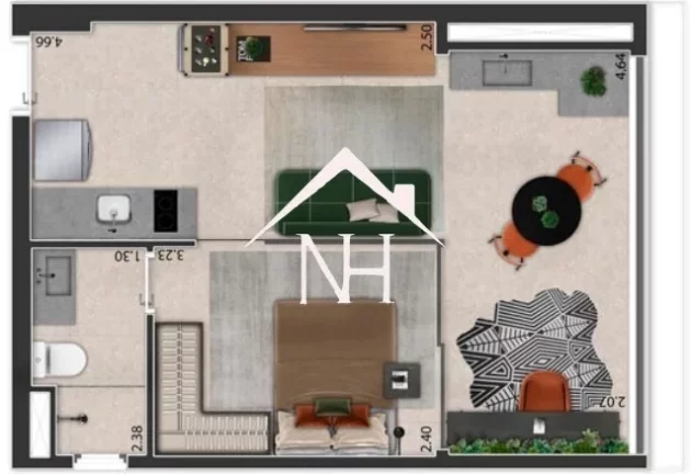 Imagem Studio de 38m c/ dormitório e terraço, piscina, solarium, churrasqueira gourmet, fitness, salão de festas, coworking, espaço delivery, bicicletário