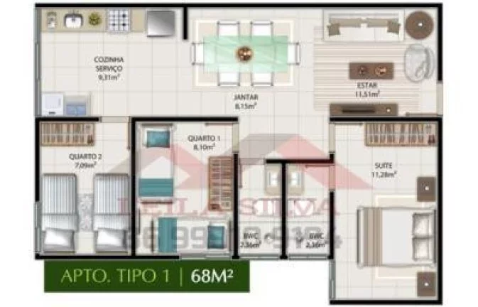 Imagem Apartamento 3 dormitórios para Venda em Teresina, Recanto das Palmeira, 3 dormitórios, 1 suíte, 2 banheiros, 1 vaga
