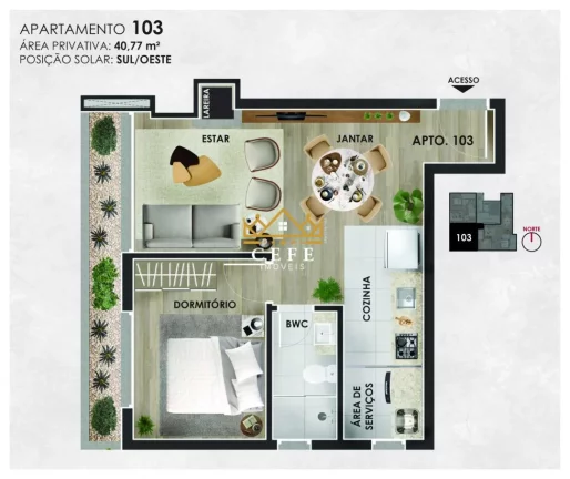 Imagem Apartamento com 1 Dormitorio(s) localizado(a) no bairro Planalto em Gramado / RIO GRANDE DO SUL Ref.:1435