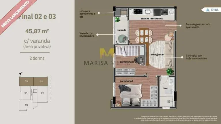 Imagem Espetacular Lançamento Apartamento à venda, no La Dolce Vista,com 2 quartos, 42,87m2 a 55.15m2 no bairro Tingui em Curitiba.