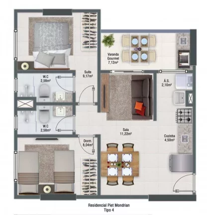 Imagem Apartamento com 2 dorms, Guilhermina, Praia Grande - R$ 414 mil, Cod: 134