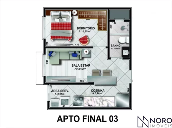 Semimobiliado, Apartamentos de 1 com box de garagem