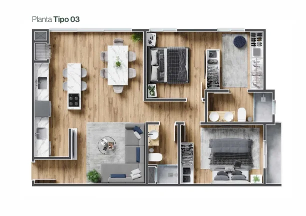 Imagem Apartamento na planta com 2 dormitórios sendo 1 suíte e 1 vaga - entrega maio/26 - Joinville/SC
