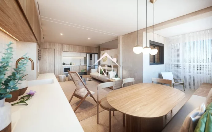 Imagem Apartamento de 66m c/ 2 dormitórios (1 suíte), terraço gourmet,1 vaga, salão de festas, piscinas,fitness, pista de cooper, brinquedoteca,churrasqueira