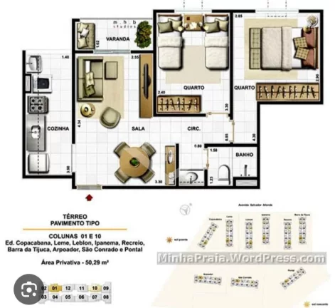 Imagem Apartamento de 50m² | 2 Quartos | Andar Alto | Sol da Manhã – Minha Praia