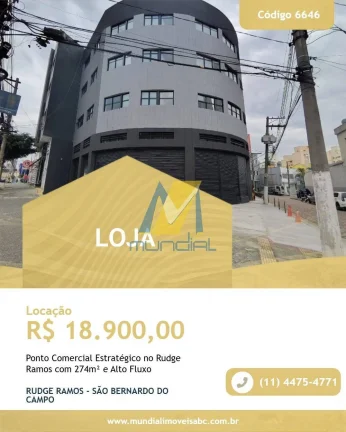 Ponto Comercial Estratégico no Rudge Ramos com 274m² e Alto Fluxo
