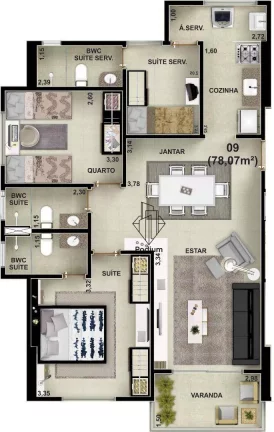 Imagem Apartamentos com varanda/sacada no Bairro Jardim 13 de Maio- AP2789.