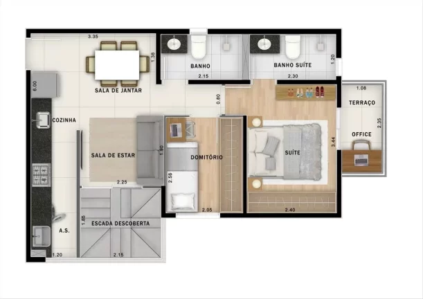 Imagem Apartamento de 2 quartos com 44m² à venda no Jardim, Santo André-SP - Condomínio Move Jardim