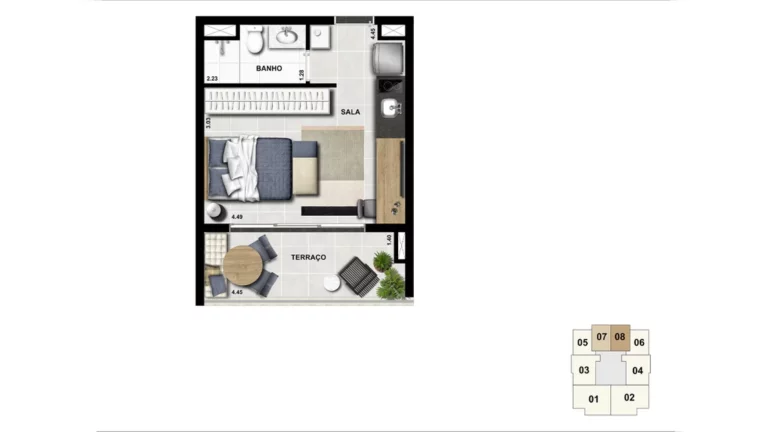 Imagem Apartamento com 1 quarto a venda em Campo Belo São Paulo SP, apartment in São Paulo Brazil, apartamento 1 dormitório no bairro Campo Belo São Paulo