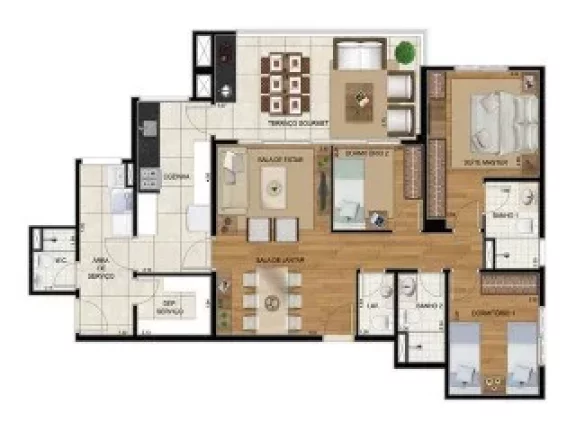 Imagem Apartamento de Luxo na Vila Gilda: 3 quartos, 3 suítes, 4 banheiros, 3 vagas - 192 m² - Condomínio Royale Prestige