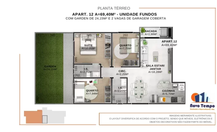 Imagem Apartamento Garden para Venda em São José dos Pinhais, Centro, 3 dormitórios, 1 suíte, 2 banheiros, 2 vagas