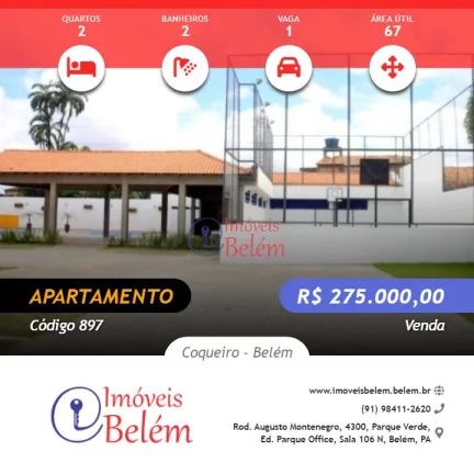 Imagem Apartamento de 67m² Pronto Pra Morar Próx. a Augusto Montenegro