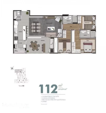 Imagem Apartamento para Venda em Curitiba, Cabral, 2 dormitórios, 1 suíte, 2 banheiros, 1 vaga