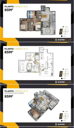 Imagem Apartamento 3 dormitórios, Home Clube Urbanova, Sjc.
