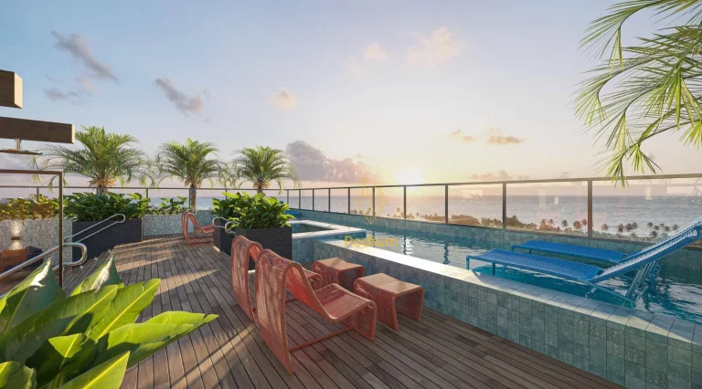 Imagem Apartamentos com varanda / sacada em Condomínio Club a 370m da praia em Ponta de Campina - AP1404