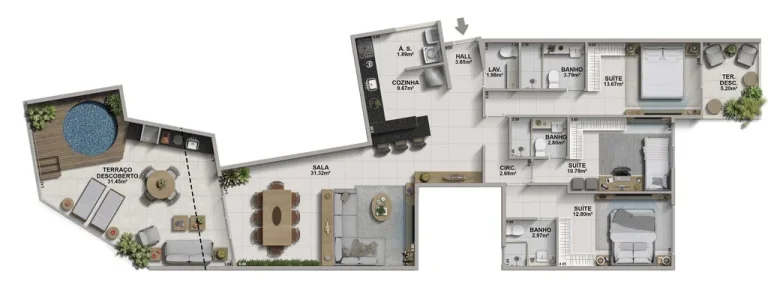 Imagem Cobertura de Luxo à Venda no Recreio dos Bandeirantes, Rio de Janeiro - 3 Quartos, 1 Suíte, 3 Vagas - 108,82m²