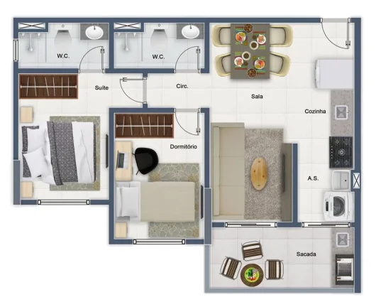 Imagem APARTAMENTO COM 57.41 m² - FORTE - PRAIA GRANDE SP