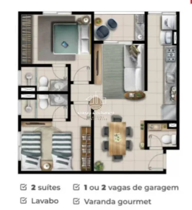 Imagem Apartamento Moderno com 2 Suítes e Rooftop Completo no Atibaia Jardim