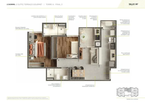 Imagem Apartamento para Venda em Santo André, Vila Alzira, 2 dormitórios, 1 suíte, 1 banheiro, 1 vaga