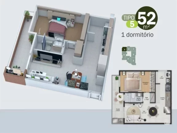 Imagem Apartamento com 1 dorm, Real, Praia Grande - R$ 384 mil, Cod: 895