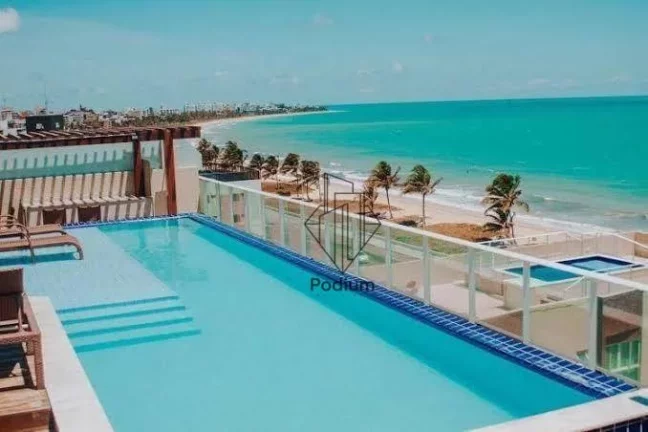 Imagem Flat mobiliado com varanda / sacada e vista lateral para o mar a 100m da praia de Intermares - FL0568