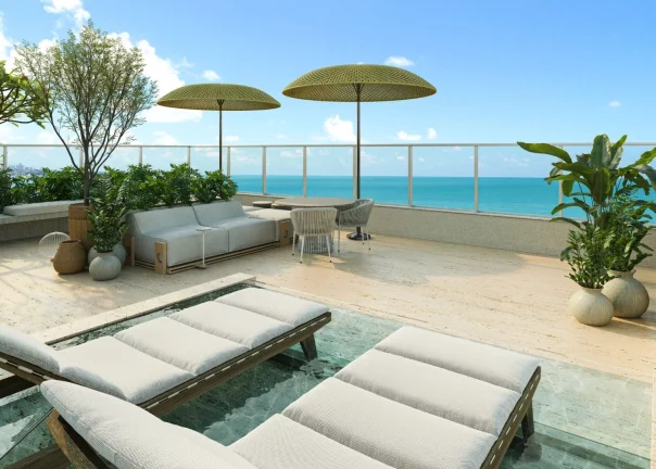 Imagem Apartamento com varanda /sacada gourmet e vista mar a beira mar de Intermares - AP1967