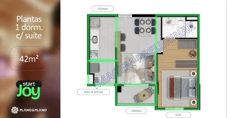 Imagem Apartamento à venda no Centro de São Bernardo do Campo-SP: 2 quartos, 1 banheiro, vaga de garagem e 52m² no Condomínio Start Joy