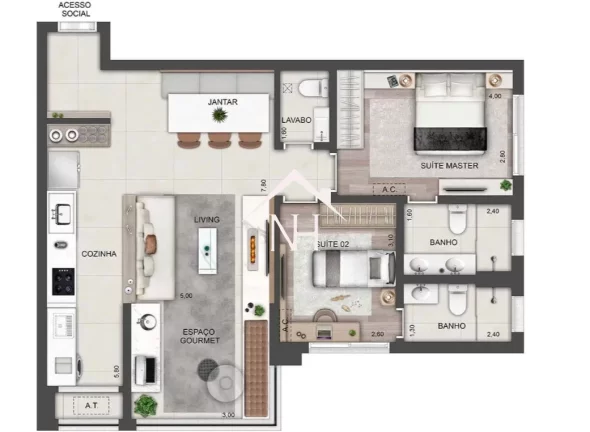 Imagem Apartamento de 80m no Brooklin com 2 suítes,terraço gourmet,1 vaga,piscinas,playground,salão de festas,coworking,fitness,mini quadra,pet place,market