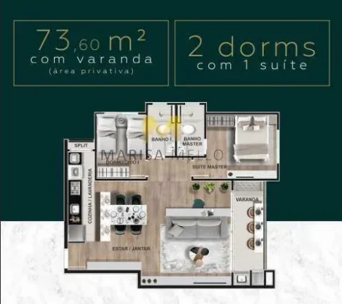 Imagem Espetaculatr Apartamento à venda, no Merizzo Residencial, com 2 a 3 quartos , 48m2a 122m2 no Capão Raso, em Curitiba.