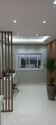 Imagem Apartamento 90 M², 3Q, 1 Suíte, 2 Banheiros, 1 Vaga, Semi-mobiliado, Luminárias, Led, Cozinha com ilha.