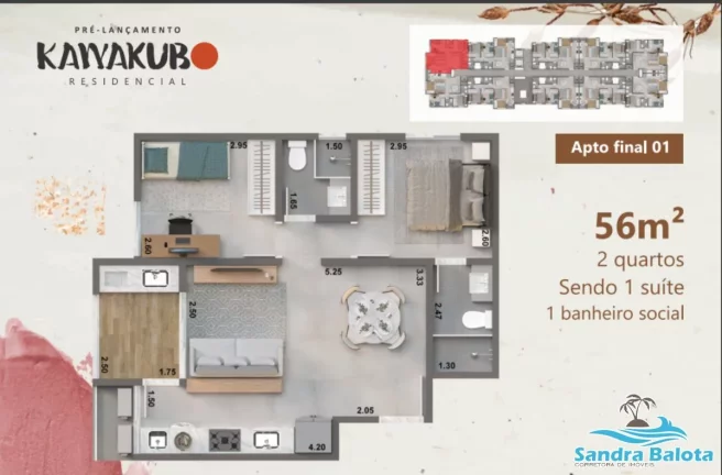 Imagem Apartamentos de 56m² com 2 dormitórios sendo 1 suíte/ Praia Grande-Ubatuba