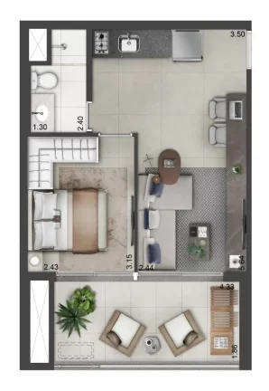 Imagem Studio 26m2, Com ou sem vaga de garagem