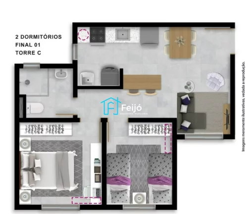Imagem Apartamentos 2 dorm, Studios e 1 dormitório na Hípica próximo ao Desco