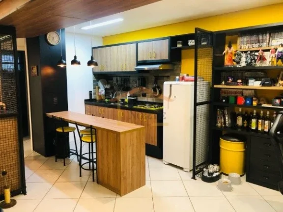 Imagem Studio bem distribuído, 1 dormitório, 1 banheiro, sala, home office, cozinha americana, quarto e c...