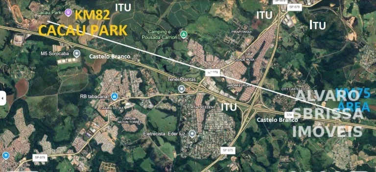 Imagem Área industrial e comercial a 10km do CACAU PARK. Com 3.1 milhoes de ms2. Com frente de 1 km linear beirando a Rodovia Castelo Banco (km75)