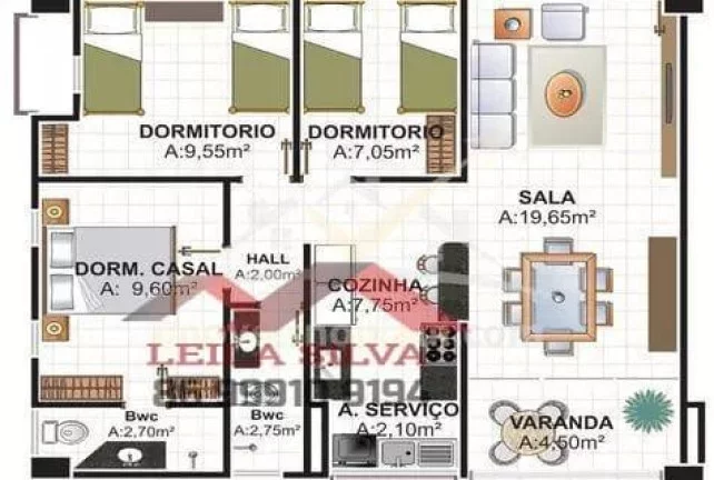 Imagem Apartamento 3 dormitórios para Venda, Noivos, 3 dormitórios, 1 suíte, 2 banheiros, 1 vaga
