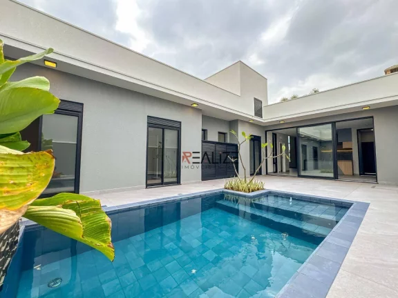 Imagem Modernidade e sofisticação casa térrea com escritório à venda, 211 m² por R$ 1.790.000 - Condomínio Fechado - Indaiatuba/SP