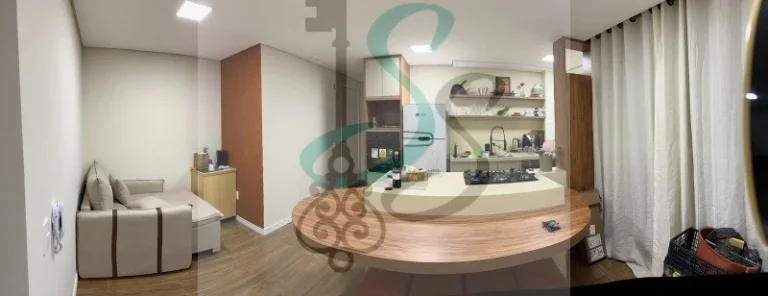 Imagem Venda de apartamento na Vila Palácios, Campinas. 1 dormitório com closet, ar condicionado, sala com varanda, cozinha com armários, lavanderia, banhei