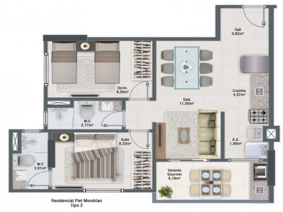 Imagem Apartamento com 2 dorms, Guilhermina, Praia Grande - R$ 414 mil, Cod: 134