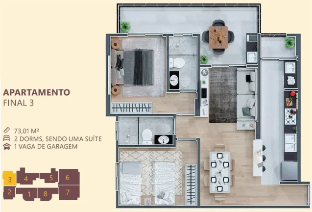 Imagem APARTAMENTO COM 66.83 m² - MIRIM - PRAIA GRANDE SP
