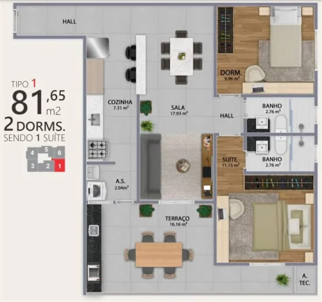 Imagem APARTAMENTO COM 81.65 m² - FORTE - PRAIA GRANDE SP