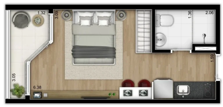 Imagem Apartamento Liberdade - 24M², 1 Dorm, 1 Suíte, Lazer Completo.