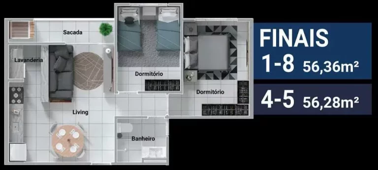 Imagem Apartamento na planta com 2 dormitórios sendo 1 suíte e 1 vaga de garagem em Barra Velha