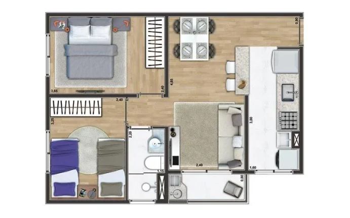 Imagem Apartamento para Venda em São Bernardo do Campo, Centro, 2 dormitórios, 1 banheiro, 1 vaga