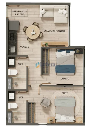 Imagem Apto - 2 Quartos - 1 Suíte - 46,76m² - Jardim Oceania, João Pessoa/PB