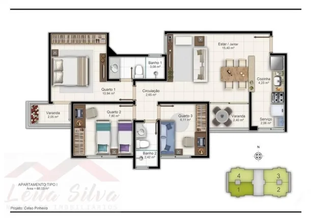 Imagem Apartamento 3 dormitórios para Venda em Teresina, Cristo Rei, 3 dormitórios, 1 suíte, 2 banheiros, 2 vagas