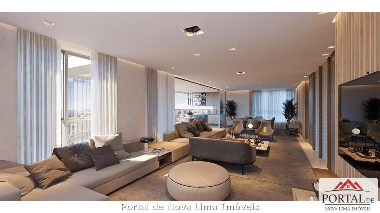 Apartamento Novo a venda em Nova Lima - 361,63 m² com 5 vagas na garagem e lazer completo. Você merece o Melhor para Morar Bem, vista definitiva