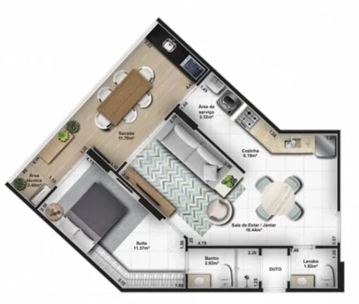 Imagem APARTAMENTO COM 59.91 m² - GUILHERMINA - PRAIA GRANDE SP